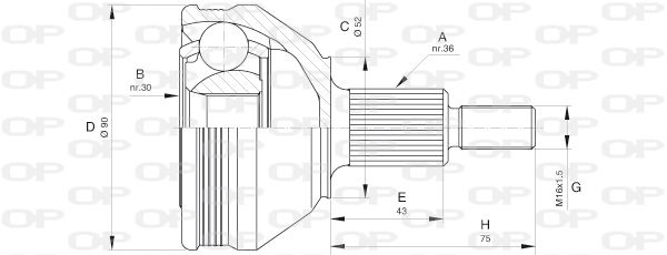 OPEN PARTS Шарнирный комплект, приводной вал CVJ5609.10